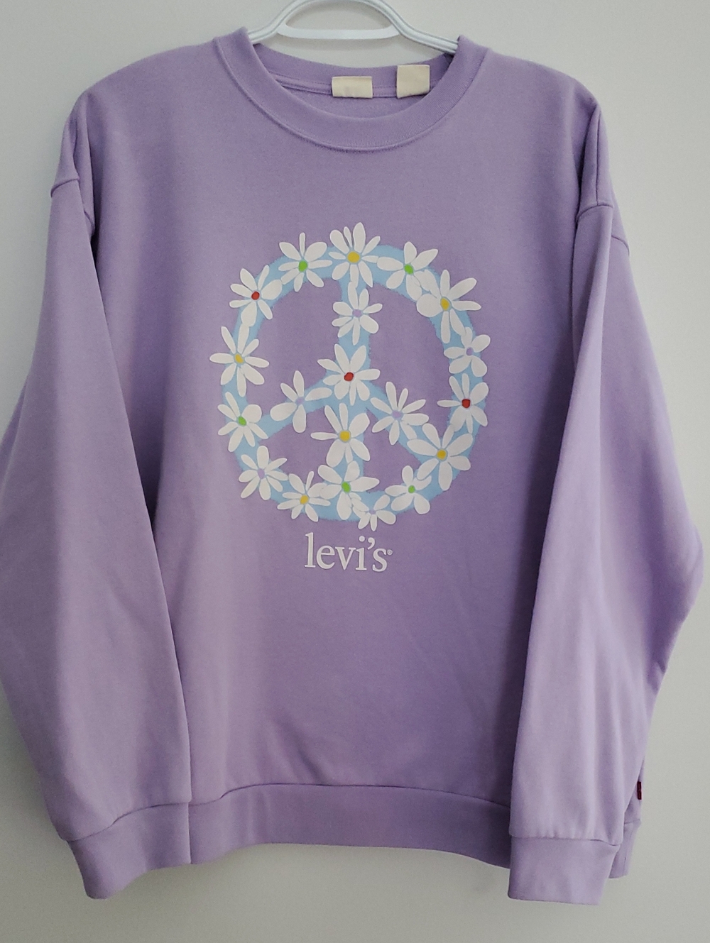 Levi's Lavender Crewneck with Daisy Peace Graphic